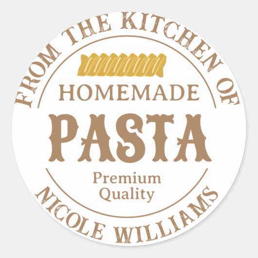 Zelfgemaakte pasta gepersonaliseerde label Sticker (Voorkant)