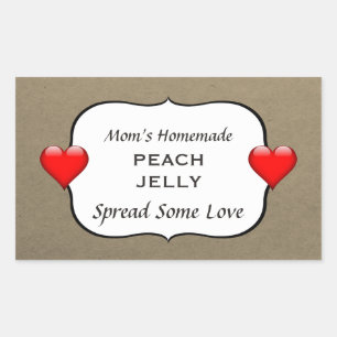 Zelfgemaakte Peach Jelly Jam Country Inblikken Lab Rechthoekige Sticker