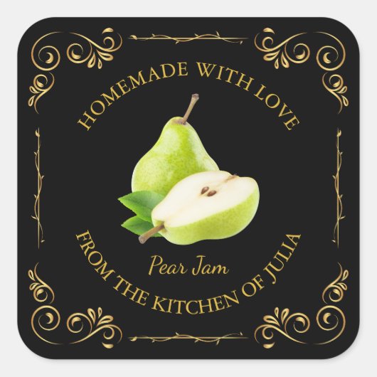 Zelfgemaakte Pear Jam Square Label (Voorkant)