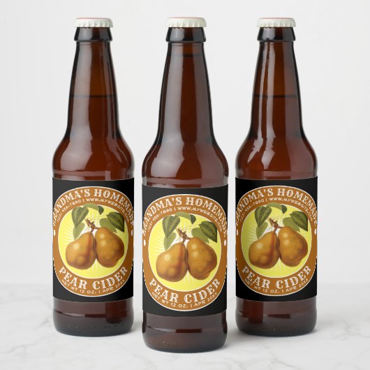 zelfgemaakte peer cider Sjabloon Bier Etiket (Flessen)