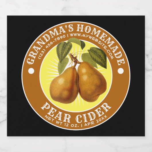 zelfgemaakte peer cider Sjabloon Bier Etiket (Enkel label)