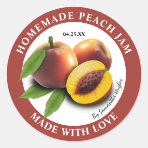 Zelfgemaakte perzik jam labels