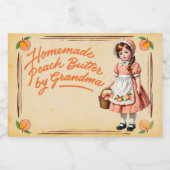 Zelfgemaakte perzikboter door oma -  voedselcontainer etiket (Enkel label)