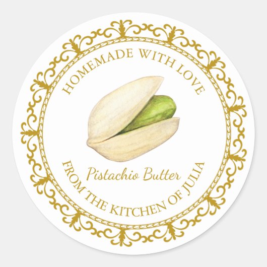 Zelfgemaakte Pistache Butter Label L Wit (Voorkant)