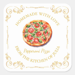  zelfgemaakte Pizza Square Label