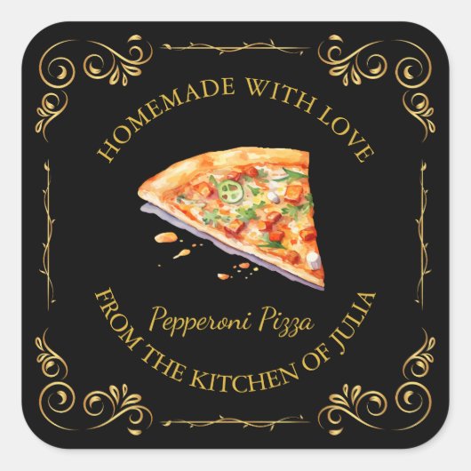  zelfgemaakte Pizza Square Label (Voorkant)