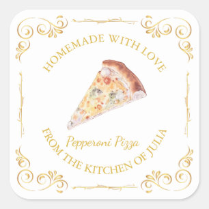 zelfgemaakte Pizza Square Label