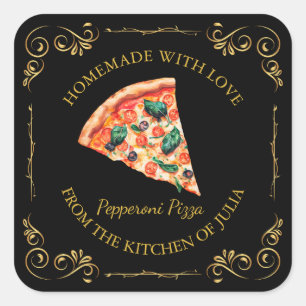 zelfgemaakte Pizza Square Label
