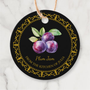 Zelfgemaakte Plum Jam Hang Label l Zwart