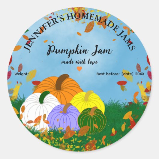 Zelfgemaakte Pompoenjam Potlabel Ronde Sticker (Voorkant)