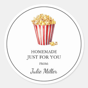 Zelfgemaakte popcorn label uitsluitend voor jou