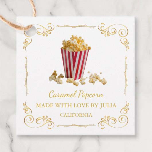 zelfgemaakte Popcorn Square Hang Label (Voorkant)
