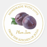 Zelfgemaakte pruimenjam label | Wit