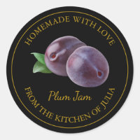 Zelfgemaakte pruimenjam label | Zwart