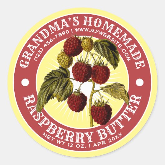  zelfgemaakte Raspberry Butter Label Sjabloon (Voorkant)