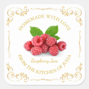  Zelfgemaakte Raspberry Jam Square Label