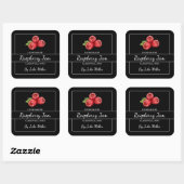 Zelfgemaakte Raspberry Jam Square Label Zwart (Vel)
