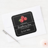 Zelfgemaakte Raspberry Jam Square Label Zwart (Envelop)