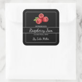 Zelfgemaakte Raspberry Jam Square Label Zwart (Tas)