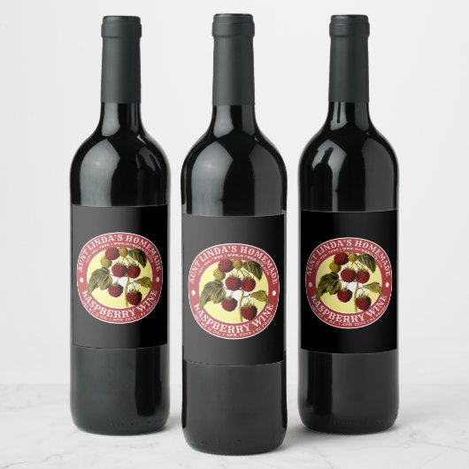 Zelfgemaakte Raspberry Wine Label Sjabloon Wijn Etiket (Flessen)