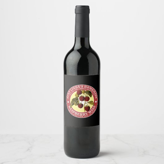 Zelfgemaakte Raspberry Wine Label Sjabloon Wijn Etiket (Voorkant)