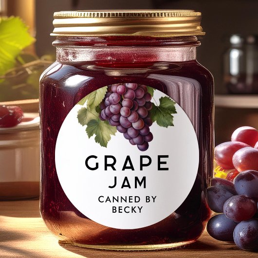 Zelfgemaakte Red Grape jam canning label