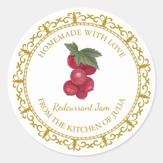 Zelfgemaakte Redcurrant Jam Label L Wit (Voorkant)