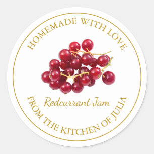 Zelfgemaakte Redcurrant Jam Label   Wit