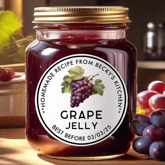 Zelfgemaakte rode druiven Jelly inblikken label