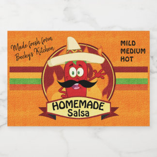 Zelfgemaakte Salsa Etiket met Moppige Chilipeper