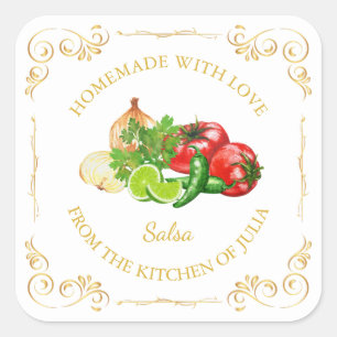 zelfgemaakte Salsa Square Label