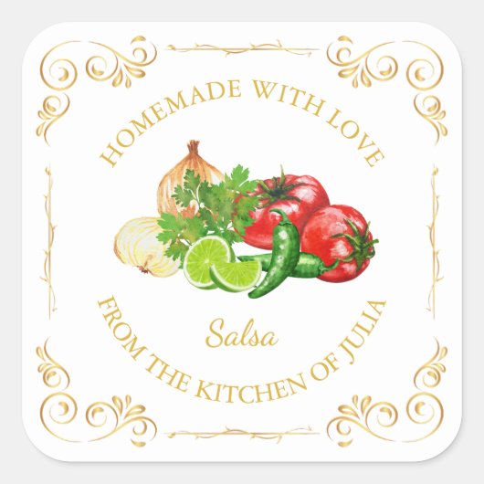  zelfgemaakte Salsa Square Label (Voorkant)