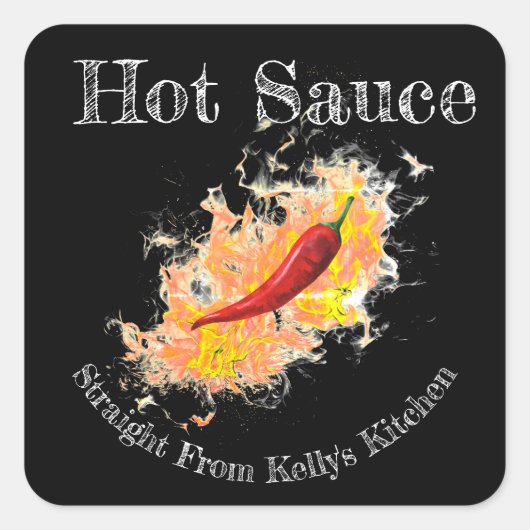 Zelfgemaakte Saus Business Reaper Hot Sauce Voedse Vierkante Sticker (Voorkant)