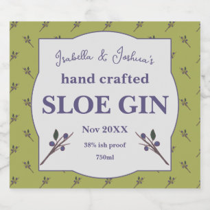 Zelfgemaakte Sloe Gin label Likeurfles Etiket