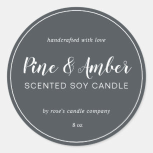 Zelfgemaakte Soja Kaars Chic Calligrafie Off-Zwart Ronde Sticker