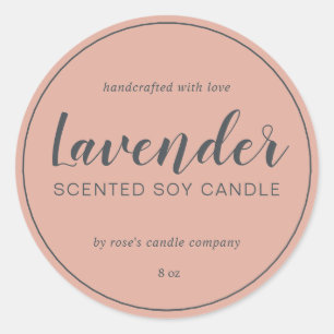 Zelfgemaakte Soja Kaars Chic Calligrafie Stof Roze Ronde Sticker