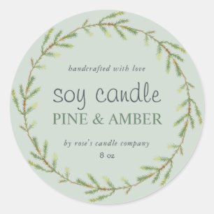 Zelfgemaakte Soja Kaars Dennentakje Op Maat Gemaak Ronde Sticker