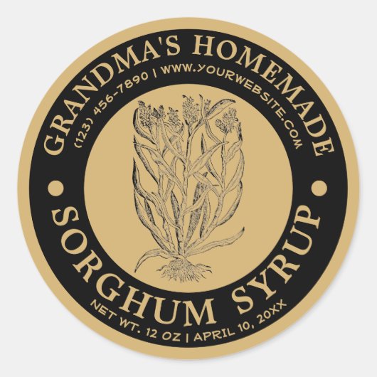  Zelfgemaakte Sorghum siroop Label Sjabloon (Voorkant)