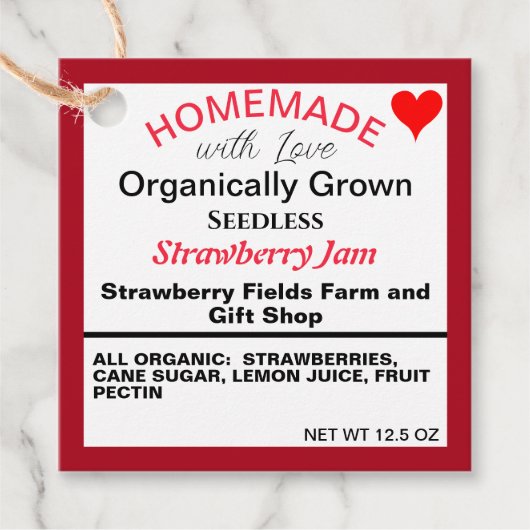 Zelfgemaakte Strawberry Jam QR-code Bedankjes Labels (Voorkant)