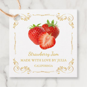  Zelfgemaakte Strawberry Jam Square Hang Label
