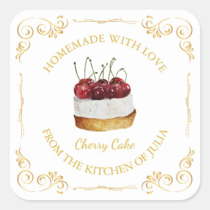 zelfgemaakte Sweet Cake Square Label
