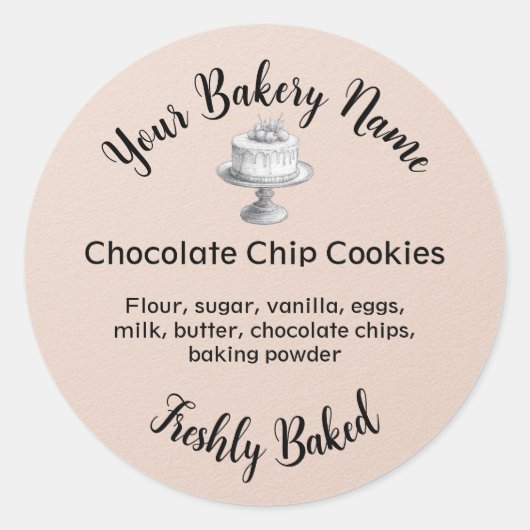 Zelfgemaakte taart Business Baking Label Peach (Voorkant)