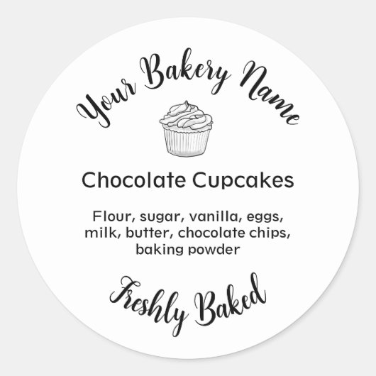 Zelfgemaakte taart Business Logo Baking Label Wit (Voorkant)