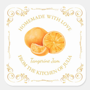 Zelfgemaakte Tangerine Jam Square Label