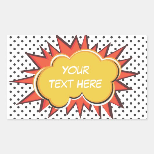 Zelfgemaakte tekstballon voor stripbolexplosie rechthoekige sticker (Voorkant)
