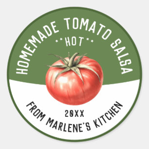 Zelfgemaakte Tomaat Hot Salsa voor blikken Recept Ronde Sticker