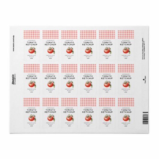 Zelfgemaakte tomaat Ketchup conserveringslabel Etiket (Full Sheet)