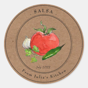 Zelfgemaakte Tomaten Salsa Kraft papieren Potlabel Ronde Sticker