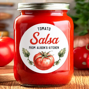Zelfgemaakte tomatensalsa inblikken etiket