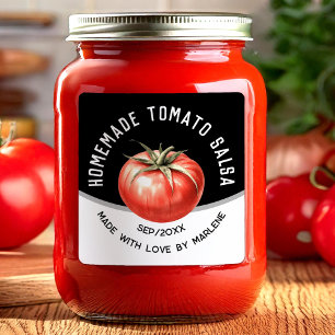 Zelfgemaakte tomatensalsa met rode tomaat vierkante sticker